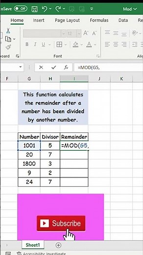 MOD Function in Excel