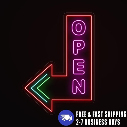 Light up Open Bar Neon Outdoor Sign, Outdoor Vertical Arrow Custom Shop Neon Sign, Waterproof Advertising Neon Art LED Open Sign - Etsy