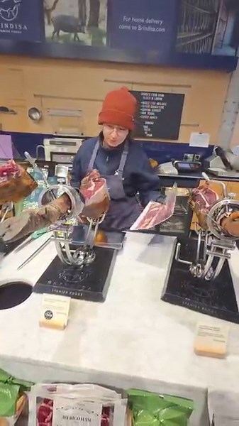 Jamón Serrano. Cutting by Hand Spanish Ham