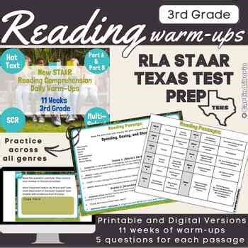 3rd Gr.-Reading Comprehension- 11 Warm-Ups- All Genres -STAAR New Question Types