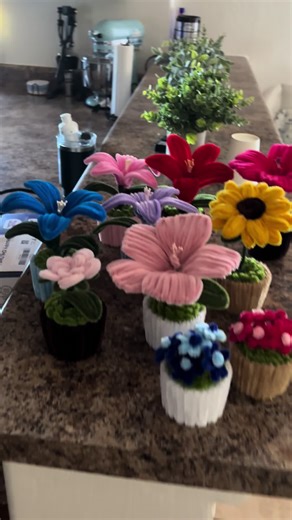 Pipe cleaner mini pots ❤️🌺 #pipecleanerflowers #florist #flowers | Pipe Cleaner Flower