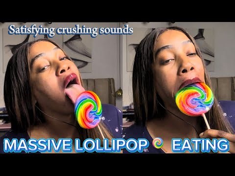 ASMR HUGE LOLLIPOP EATING & CHEWING🍭 MIXED FLAVOR, TINGLY CLOSE UP MOUTH SOUNDS/ NO TALKING 💦