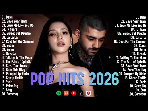 Billboard Top 50 🎧☁️ Weekly Pop Playlist 2026 – Taylor Swift, Zayn, Dua Lipa, Bruno Mars
