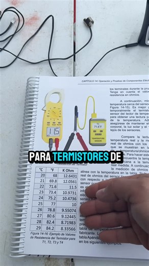 Francisco Pastor on Instagram: "¿Cómo saber si un termistor está bueno? ⏱️❄️ Vení, te lo enseño en menos de un minuto. Para esto, vamos a necesitar un multímetro seteado en ohmios 🔧📟 Estas puntas para el multímetro que son bien finitas, lo que va a permitir que podamos penetrar el terminal 👉⚡ Un termómetro digital 🌡️ y una tabla de referencia para termistores de 10 ohmios 📊 Este lo tomé del libro de Craig Migliacchi 📘 Al medir este termistor, tenemos una lectura de 9.45 ohmios a 79 grados 