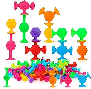 Toddler Textured Suction Cup Toys, 40 PCS Kids Bath Toys Sensory Sucker Toy | Travel Window Shower Bathtub Toy for Baby Age 3 Montessori Stress Release Ideal Birthday Xmas Gifts for Boys Girls Age 4-8