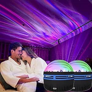 Aurora Borealis Light Projector, Northern Lights Projector, Aurora Dimension Light, Aurora Lamp for Bedroom, 2 In 1 Northern Lights and Ocean Wave Projector with 14 Light Effects (2Pcs)