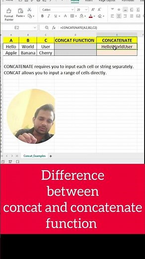 Difference between concat and concatenate function in excel 🔥 ll #excel #exceltips #exceltricks