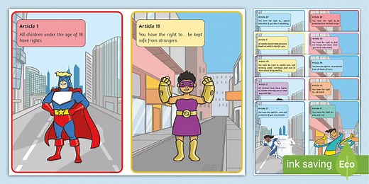 UNCRC Creating a Class Charter Superhero Child-Friendly Articles Display Posters