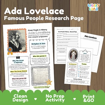 Ada Lovelace Biography Research Project | Women in STEM Activity | Coding STEM