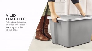 Sterilite 18 Gallon Tote, Plastic Christmas Storage Bin with Snap-on Lid, Ideal for Holiday Linens, Décor, Keepsakes and More, Green