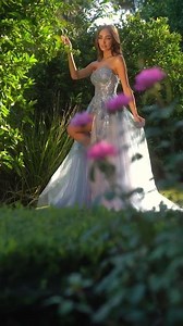 Andrea and Leo A1294 - Floral Appliqued Strapless Evening Dress
