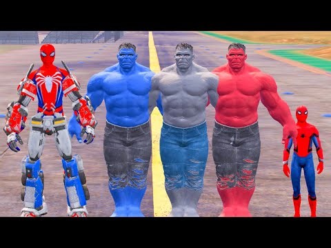 Spiderman vs Gray Hulk Transformation Battle In Gta 5 Mods (Hulkbuster vs Optimus Spider)