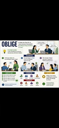 Oblige Meaning in English | Oblige Examples | Vocabulary Builder 📚 #vocabs #shorts #vocabulary
