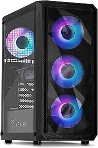 YEYIAN Tanto Gaming Desktop PC, Intel Core I7 12700F, GeForce RTX 4060, 16GB Ram Memory, 1TB SSD, RGB Fan x 4, 650w Gold Power Supply,RGB Keybaord & Mouse
