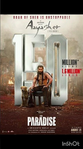 🔥 Nani’s “Aaya Sher” Creates NEW RECORD 💥 150M+ Views | The Paradise Song Trend 🚀#telugutrending