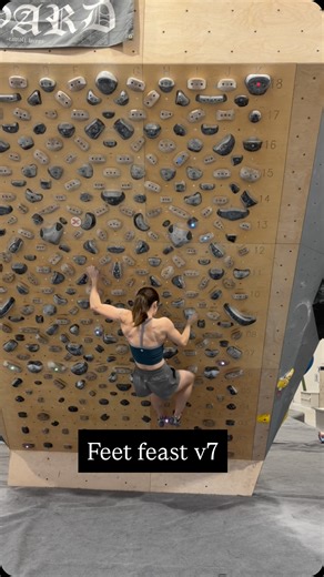 Bri Saunders on Instagram: "Hit my 10th and 11th v7 today which was pretty cool. Also love my top @hitorii.design 🥰 “Feet Feast 🐝” @ 40° on the Tension Board. @tensionclimbing #tensionboard #climbing #bouldering #boardclimbing #womenwhoclimb"