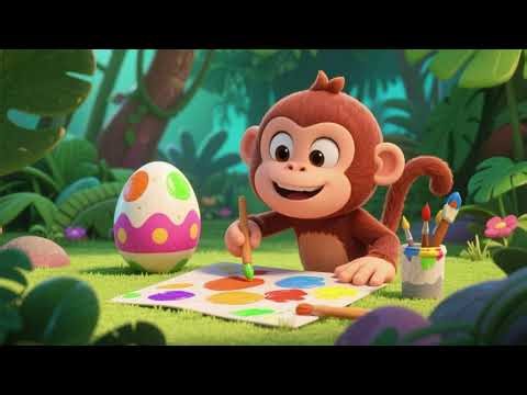 Monkey Paints the Jungle Eggs Song | Learn Colors with Surprise Eggs!