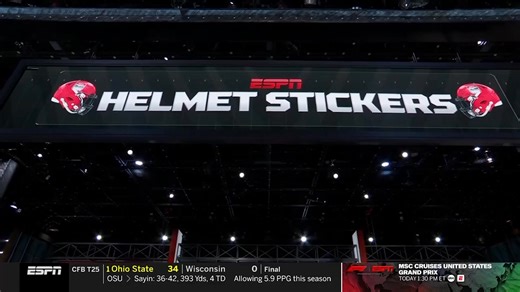 Put 'em on notice 🗣️ Keali'i Ah Yat gets a coveted helmet sticker from Joey Galloway on ESPN College Football Final 👏 #GoGriz | Montana Griz Football