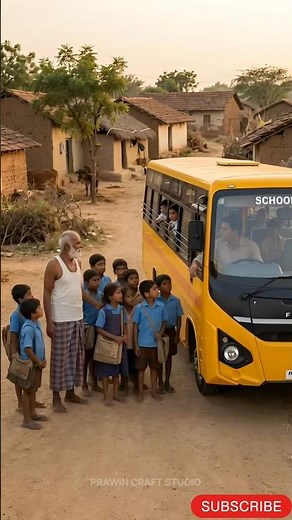 Grandpa Built a Wooden Bus 🚍 So Village Kids Can Go to School ❤️ #short #handcrafted #craft #story
