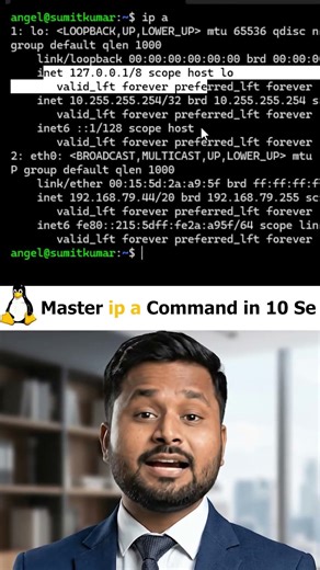 Master ip a Command | How to Check IP Address in Linux! 🌐 | Linux Tutorial #linux #shorts