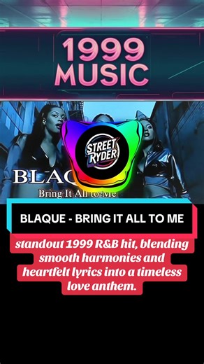 Bring It All to Me by Blaque is a standout late-90s R&B classic that helped define the smooth, romantic sound of 1999. Featuring a guest appearance from *NSYNC, the song blends soulful harmonies with pop-R&B appeal, making it one of Blaque’s most recognizable hits. Blaque Bring It All to Me is known for its heartfelt lyrics, polished production, and strong vocal performance, capturing the essence of 90s R&B girl group music. The track received heavy radio airplay and chart success, becoming a fa