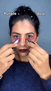 Red lipstick vs purple lipstick under concealer!! Purple lipstick - @nyxcosmetics Red lipstick- Concealer- @lorealparis Which side do you like? [ makeup, beauty, makeup hacks, beauty hacks, concealer hack, dark circles hack, red lipstick hack ] | Ruchi - Makeup & Beauty creator