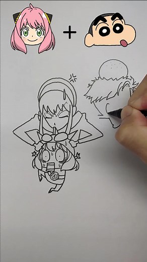 アーニャとしんちゃん逆バージョンイラスト | 絵師お絵描きチャレンジ