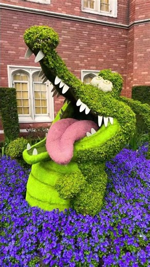 Peter Pan, Captain Hook, tick-tock croc, and Tinkerbell topiaries! #Disney #Epcot #PeterPan