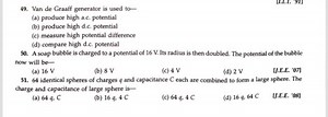 Van de Graaff generator is used to-(a) produce high a.c. poten... | Filo