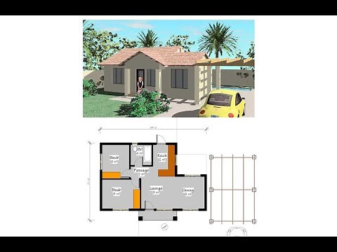 Simple house plans in South Africa - 2 bedroom house plan LC55