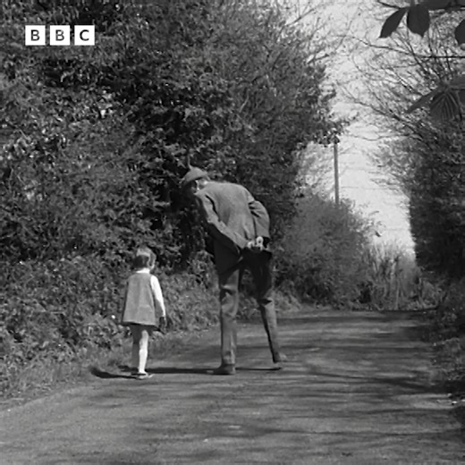 #OnThisDay 1971: Fyfe Robertson had to stretch his not inconsiderable legs to keep up with pint-sized walking enthusiast Louise Todd, during a brisk stroll. Charming stuff. | BBC Archive