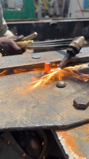 Truck frame rivets installed #truck #welding #frame