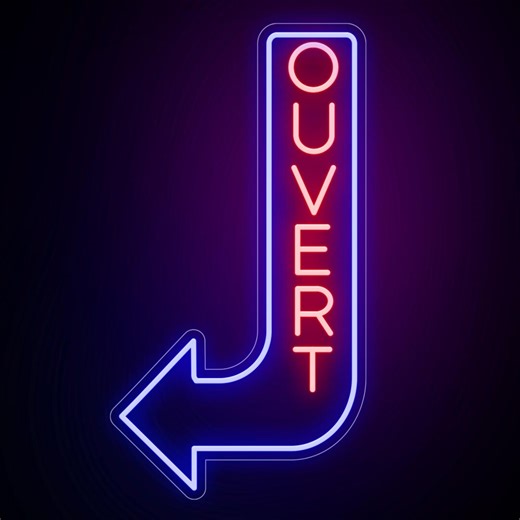 Ouvert Outdoor Neon Sign Letters, Directional Arrow Neon Open Signs, Vertical Open Neon Bar Sign, Led Open Sign With Arrow - Etsy