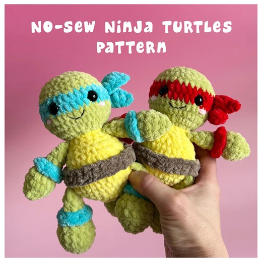 No Sew Mutant Turtle Crochet Pattern - Green Hero Amigurumi - Ninja Turtles Tutorial - Etsy