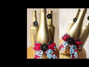 Spray paint wine bottles