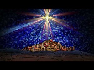 Stained Glass Christmas Night Traveling To Bethlehem City North Star Glowing Bright Christian Loop