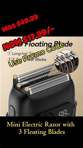 Mini Electric Razor with 3 Floating Blades