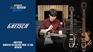 오랜 역사와 전통을 자랑하는 Gretsch 의 세미 할로우 모델 'G5655TG' 와 솔리드 모델 'G5230T Nick 13 Signature' 의 리뷰를 여러분께 소개합니다! Gretsch 의 G5655TG 모델은 기존의 풀 할로우 바디보다 얇은 센터 블럭 세미 할로우 형태로 제작되었습니다. 고출력의 Black Top Broad'Tron 픽업을 탑재하여 매끄러우면서 강렬한 사운드를 자랑하며, 잔잔하고 부드러운 연주부터 거친 락 사운드까지 표현해드립니다. G5230T Nick 13 Signature 모델은 밴드 Tiger Army 와 개인솔로로 활동하는 Americana/Country 장르의 보컬리스트이자 기타리스트, 'Nick 13' 의 시그내쳐로, 체임버드된 솔리드 바디로 이루어진 기타입니다. Gretsch 가 자랑하는 Black Top Filter'Tron 픽업을 장착하여 아름다운 클린 사운드와 크리스피한 게인톤을 들려드립니다. 뮤직포스의 전문 리뷰어 진우 님의 다채로운 연주