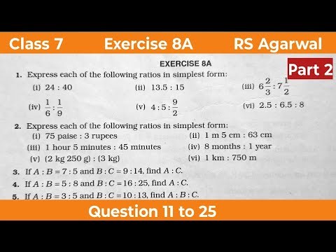 Class 7 Exercise 8A rs agarwal || Exercise 8a class 7 | Ratio and proportion class 7