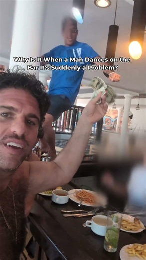 Just trying to be fair, man on the bar dancing, bartender wasn't having it.😄