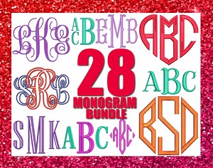 28 Monogram Embroidery Fonts Bundle (digital Download) - Etsy