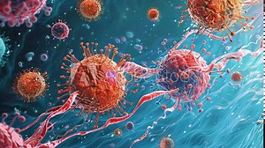 Abstract 3d viruses. Simulation of a virus entering the cell walls of the human body. Viruses in infected organism. Microscopic view of influenza virus cells. Stock Video