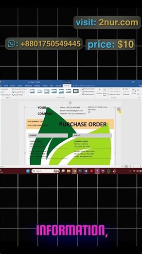 MS Word Purchase Order Template Design 1 | Editable DOCX Format #docxtemplate #purchaseorder #msword