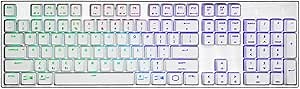 Cooler Master SK653 Wireless Bluetooth Silver/White Full Mechanical Low Profile Gaming Keyboard, Tactile Brown Switches, Customizable RGB, Ergonomic Design, Mac/Windows, QWERTY ( SK-653-SKTM1-US)