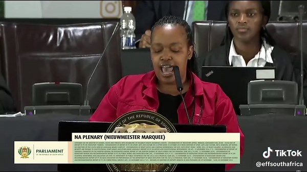 ♦️Must Watch♦️ The EFF MP, Commissar Mbali Dlamini at the National Assembly in Parliament today. #EFFInParliament