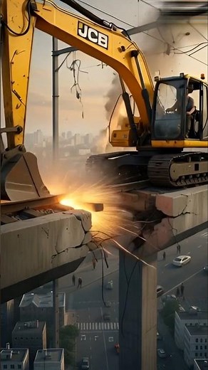 CRAZY JCB EXCAVATOR RAILWAY BRIDGE STUNT - Apao TV