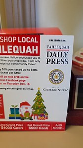 Today is the last FULL DAY to Shop Tahlequah and get tickets for the chance to win some serious holiday cash and prizes! Drawings will be held from @ 8:30 a.m. - 4 p.m. on the Tahlequah Daily Press Facebook Live, and the results will be published in the TDP Weekend Edition! We are so thankful for all of our sponsors and participating merchants! Meigs Jewelry BancFirst NeoHealth Rose Furniture Tahlequah Drug Co & Hormone Compounding Specialist Local Bank Wilkerson Eye Care Baker's Furniture Heart