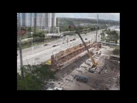 Striking time-lapse shows how the 'construction marvel' bridge that killed 6 people was installed in just a few hours