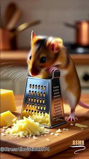 Tiny Chef Mouse 🐭🧀 Grating & Eating Cheese ASMR