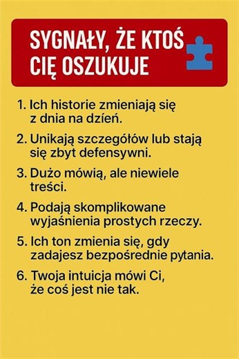 Sygnały, że ktoś Cię oszukuje 🧩